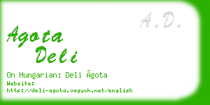 agota deli business card